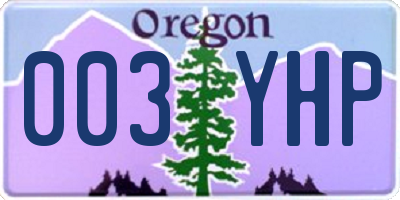 OR license plate 003YHP