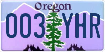 OR license plate 003YHR