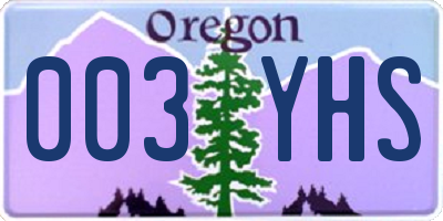 OR license plate 003YHS