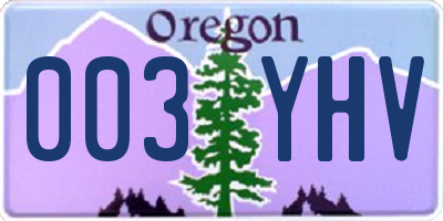 OR license plate 003YHV
