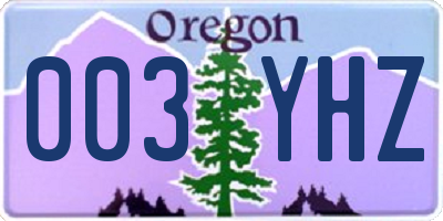 OR license plate 003YHZ