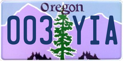 OR license plate 003YIA