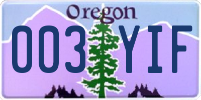 OR license plate 003YIF