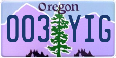 OR license plate 003YIG