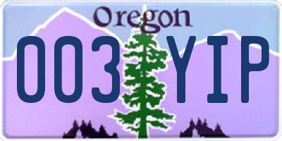 OR license plate 003YIP
