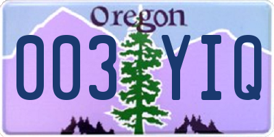OR license plate 003YIQ
