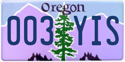 OR license plate 003YIS