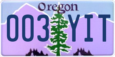 OR license plate 003YIT