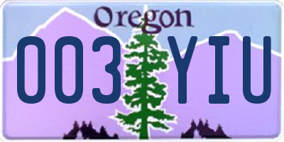 OR license plate 003YIU