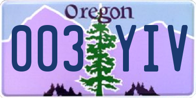 OR license plate 003YIV