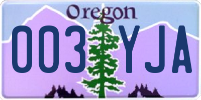 OR license plate 003YJA