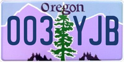 OR license plate 003YJB