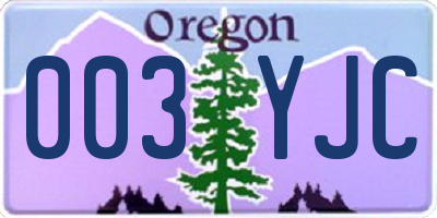 OR license plate 003YJC