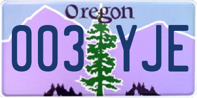 OR license plate 003YJE