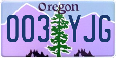 OR license plate 003YJG