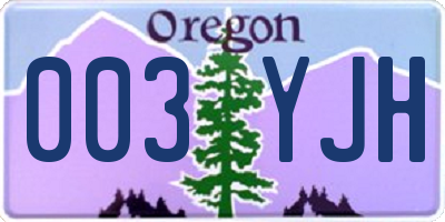 OR license plate 003YJH