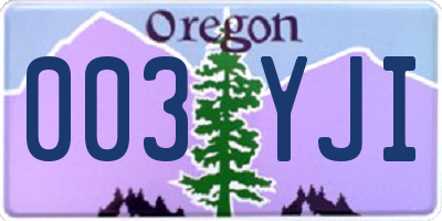 OR license plate 003YJI