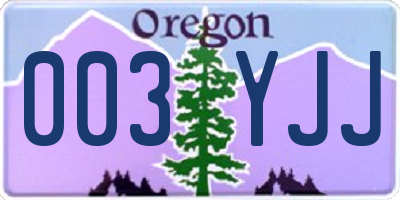 OR license plate 003YJJ