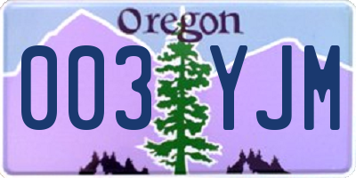 OR license plate 003YJM