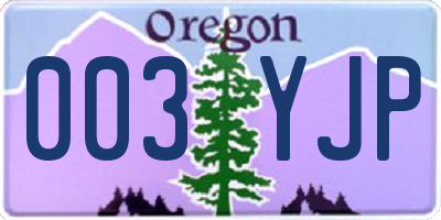 OR license plate 003YJP