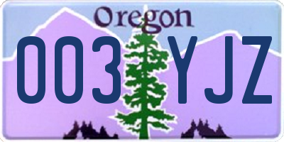 OR license plate 003YJZ