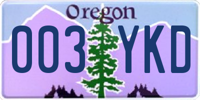 OR license plate 003YKD
