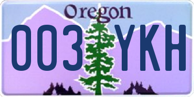 OR license plate 003YKH