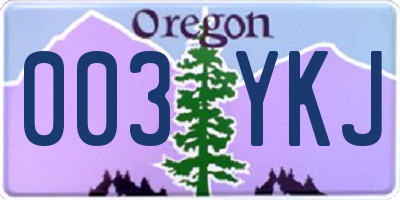 OR license plate 003YKJ