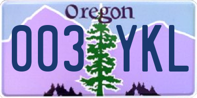 OR license plate 003YKL