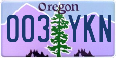 OR license plate 003YKN