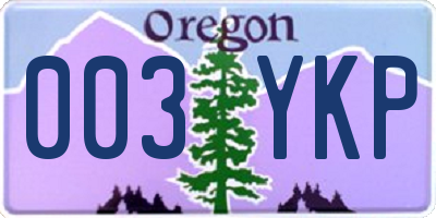 OR license plate 003YKP