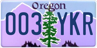 OR license plate 003YKR