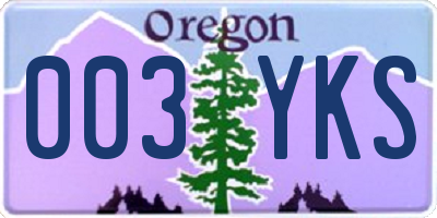 OR license plate 003YKS