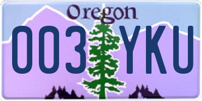 OR license plate 003YKU