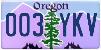 OR license plate 003YKV