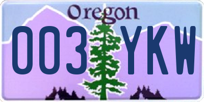 OR license plate 003YKW