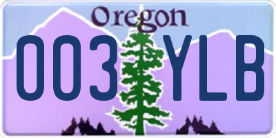 OR license plate 003YLB