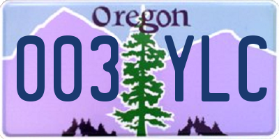 OR license plate 003YLC