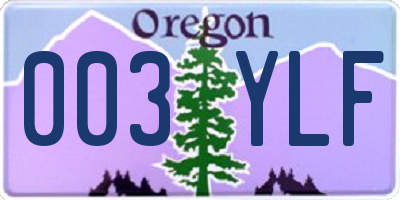 OR license plate 003YLF