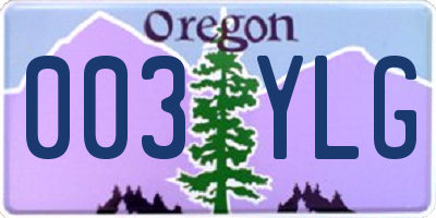 OR license plate 003YLG