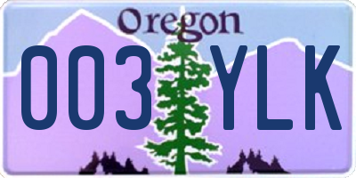 OR license plate 003YLK