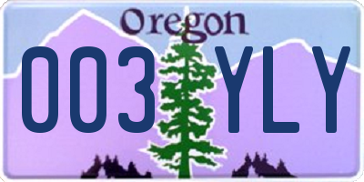 OR license plate 003YLY