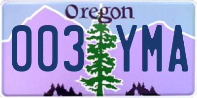 OR license plate 003YMA