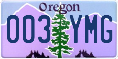 OR license plate 003YMG