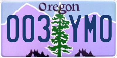 OR license plate 003YMO