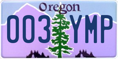OR license plate 003YMP