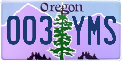 OR license plate 003YMS