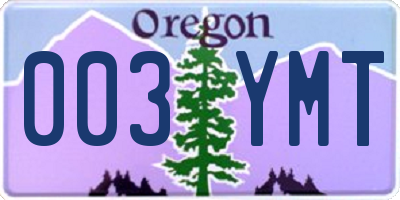 OR license plate 003YMT