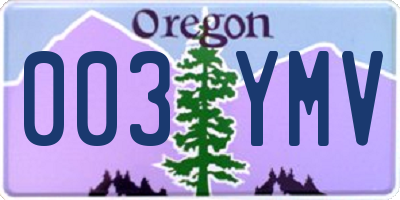 OR license plate 003YMV