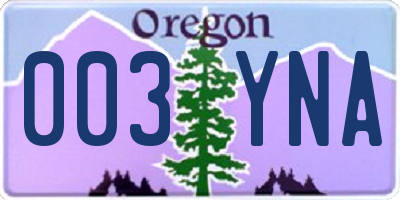 OR license plate 003YNA